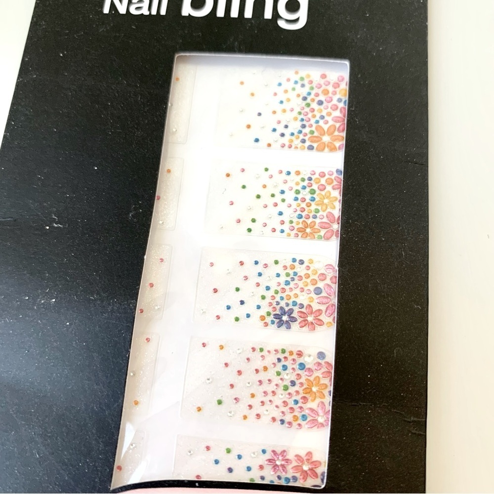 Colorful Floral Nail Bling Gems Decals Stick On Nail Art - Picture 2 of 5